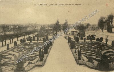 Carte postale ancienne Jardin de l'Evêché, dessiné par Lenôtre — Castres (Tarn)