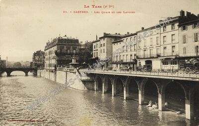 Carte postale ancienne Les Quais et les Lavoirs — Castres (Tarn)