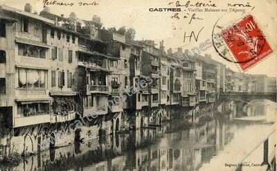 Carte postale ancienne Vieilles Maisons sur l'Agout — Castres (Tarn)