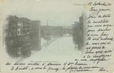 Carte postale ancienne Rive Gauche & Pont de Metz — Castres (Tarn)