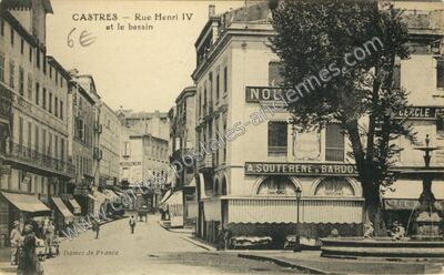 Carte postale ancienne Rue Henri IV et le bassin — Castres (Tarn)