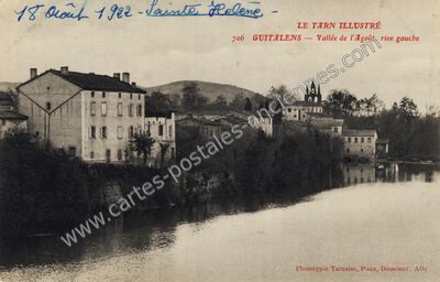 Carte postale ancienne Vallée de l'Agoût, rive gauche — Guitalens (Tarn)