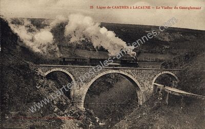 Carte postale ancienne Viaduc de Gourp Fumant — Lacaune (Tarn)