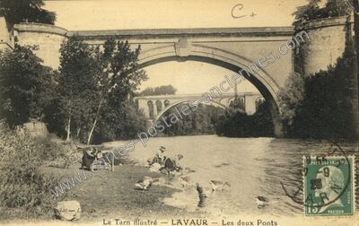Carte postale ancienne Les deux Ponts — Lavaur (Tarn)