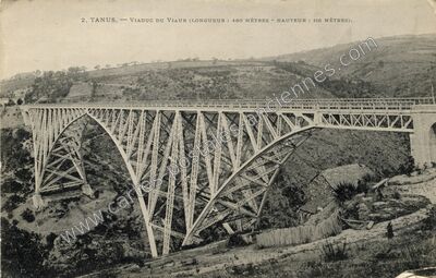 Carte postale ancienne Viaduc du Viaur — Tanus (Tarn)