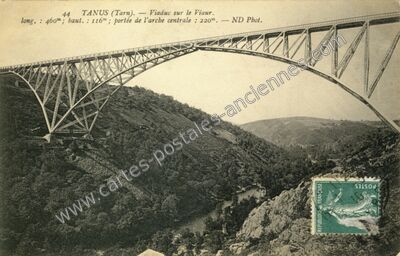 Carte postale ancienne Viaduc sur le Viaur — Tanus (Tarn)