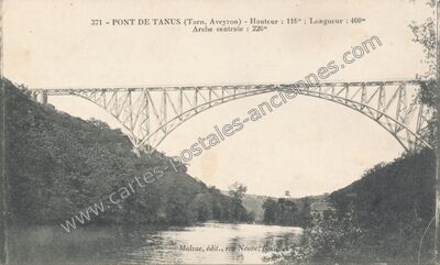 Carte postale ancienne Pont de Tanus — Tanus (Tarn)