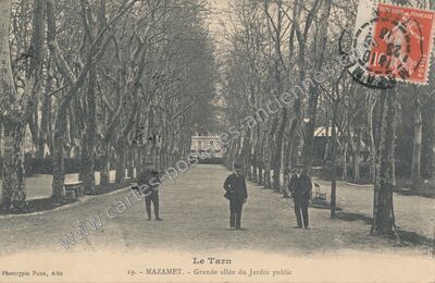 Carte postale ancienne Grande allée du Jardin public — Mazamet (Tarn)