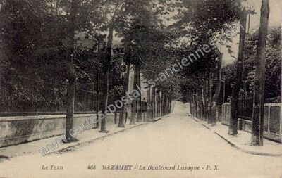Carte postale ancienne Le Boulevard Lasagne — Mazamet (Tarn)