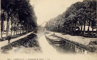 Carte postale ancienne Promenade de Canal — Abbeville (Somme)