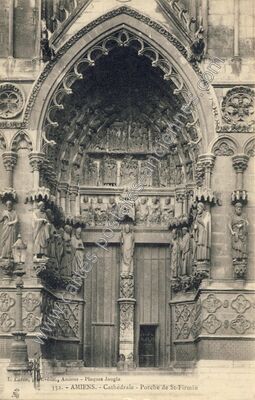 Carte postale ancienne Cathédrale - Porche de St-Firmin — Amiens (Somme)