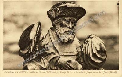Carte postale ancienne Stalles du Chœur (XVIe siècle) - Rampe D. 41 — Amiens (Somme)