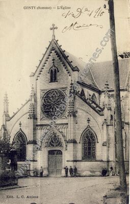 Carte postale ancienne L'Église — Conty (Somme)