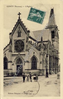 Carte postale ancienne L'Eglise — Conty (Somme)