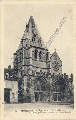 Carte postale ancienne Église du XVe siècle — Moreuil (Somme)