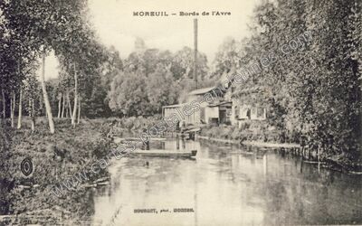 Carte postale ancienne Bords de l'Avre — Moreuil (Somme)