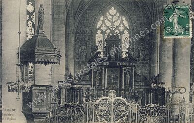 Carte postale ancienne Intérieur de l'Église — Péronne (Somme)
