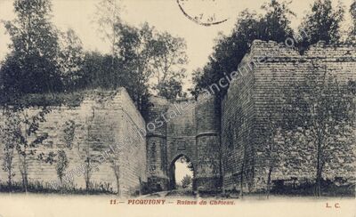Carte postale ancienne Ruines du Château — Picquigny (Somme)