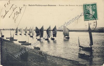 Carte postale ancienne Retour des Bateaux de pêche — Saint-Valery-sur-Somme (Somme)