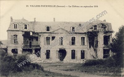 Carte postale ancienne Le Château en septembre 1919 — Villers-Tournelle (Somme)
