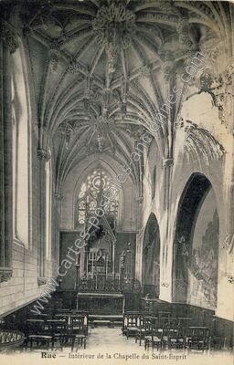 Carte postale ancienne Intérieur de la Chapelle du Saint-Esprit — Rue (Somme)