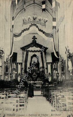 Carte postale ancienne Intérieur de l'Eglise - Le Chœur — Corbie (Somme)