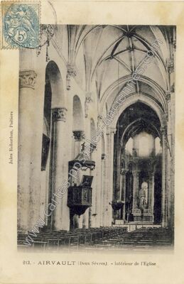 Carte postale ancienne Intérieur de l'Eglise — Airvault (Deux-Sèvres)