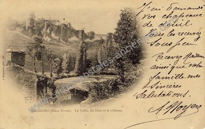 Carte postale ancienne La Vallée du Dolo et le Château — Bressuire (Deux-Sèvres)