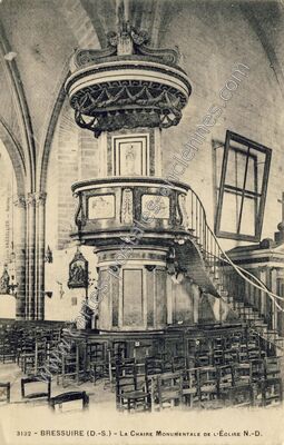 Carte postale ancienne La Chaire Monumentale de l'Église N.-D — Bressuire (Deux-Sèvres)