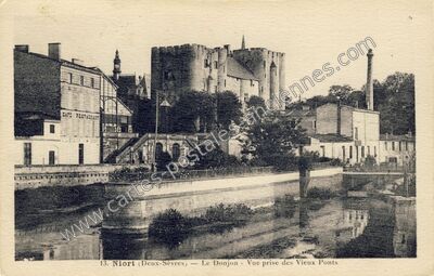 Carte postale ancienne Le Donjon - Vue prise des Vieux Ponts — Niort (Deux-Sèvres)