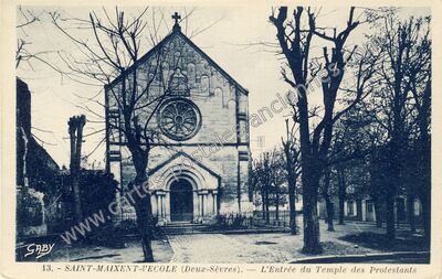Carte postale ancienne L'Entrée du Temple des Protestants — Saint-Maixent-l'École (Deux-Sèvres)