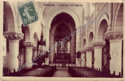 Carte postale ancienne Intérieur de l'Eglise — Thénezay (Deux-Sèvres)