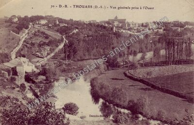 Carte postale ancienne Vue générale prise à l'Ouest — Thouars (Deux-Sèvres)