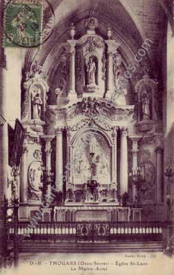 Carte postale ancienne Église St-Laon Le Maître-Autel — Thouars (Deux-Sèvres)