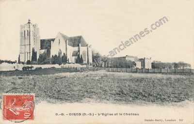 Carte postale ancienne L'Eglise et le Château — Oiron (Deux-Sèvres)