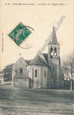 Carte postale ancienne Le Chevet de l'Église (XIIIe s.) — Saint-Martin-de-Sanzay (Deux-Sèvres)