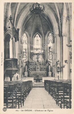 Carte postale ancienne L'Intérieur de l'Église — La Crèche (Deux-Sèvres)