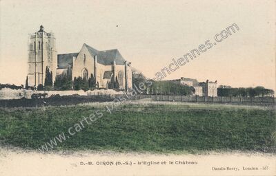 Carte postale ancienne L'Eglise et le Château — Oiron (Deux-Sèvres)