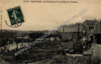 Carte postale ancienne Le Château et la Vallée du Thouet — Thouars (Deux-Sèvres)