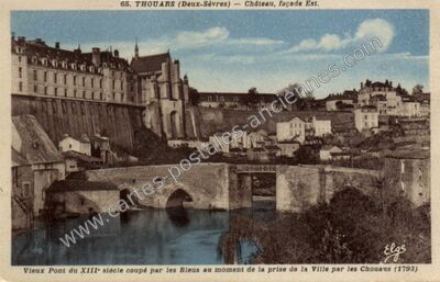 Carte postale ancienne Château, façade Est — Thouars (Deux-Sèvres)