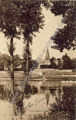 Carte postale ancienne Vue sur l'église — Chatou (Yvelines)