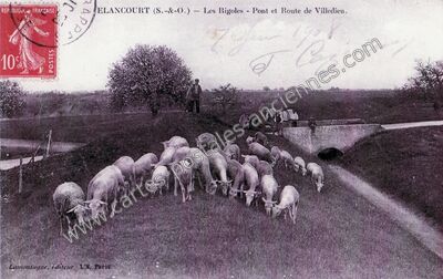 Carte postale ancienne Les Rigoles - Pont et Route de Villedieu — Élancourt (Yvelines)
