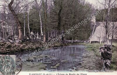 Carte postale ancienne L'Écluse du Moulin de l'Étang — Élancourt (Yvelines)