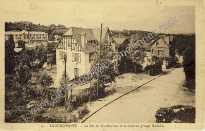 Carte postale ancienne Le Bas de Montbuisson et le nouveau groupe Scolaire — Louveciennes (Yvelines)