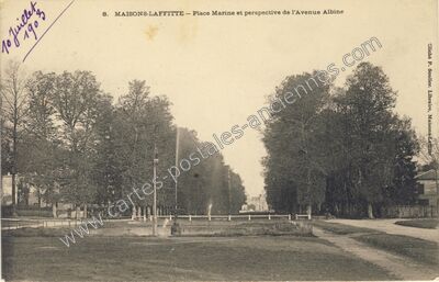 Carte postale ancienne Place Marine et perspective de l'Avenue Albine — Maisons-Laffitte (Yvelines)