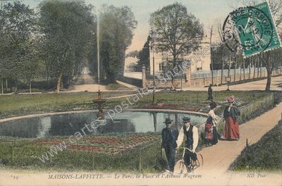 Carte postale ancienne Le Parc, la Place et l'Avenue Wagram — Maisons-Laffitte (Yvelines)