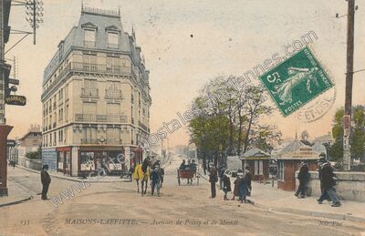 Carte postale ancienne Avenues de Poissy et de Mesnil — Maisons-Laffitte (Yvelines)