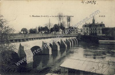 Carte postale ancienne Le petit Pont et l'Hospice — Meulan (Yvelines)