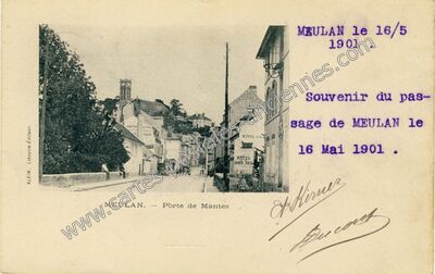 Carte postale ancienne Porte de Mantes — Meulan (Yvelines)