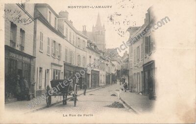 Carte postale ancienne La Rue de Paris — Montfort-l'Amaury (Yvelines)